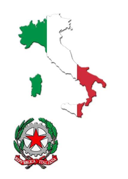 The colored map of Italy on a national arms — Stock Photo, Image