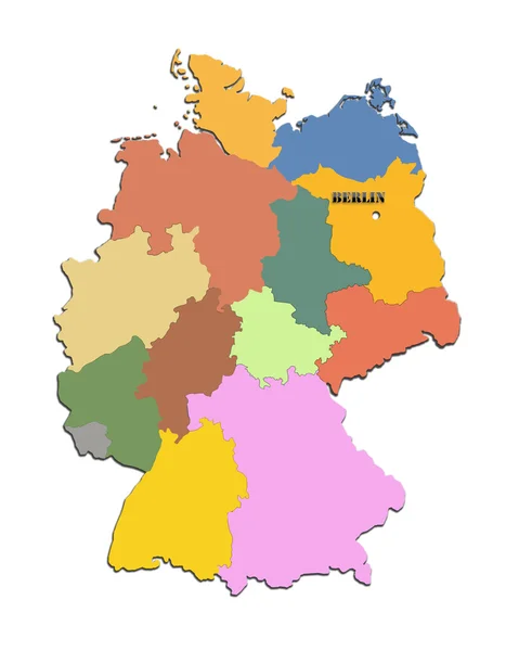 Mapa da Alemanha com regiões — Fotografia de Stock