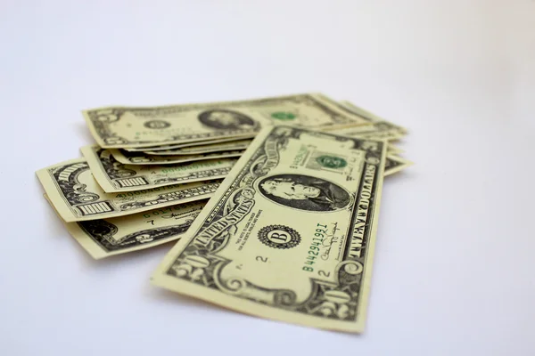 Billets en dollars isolés sur fond blanc — Photo