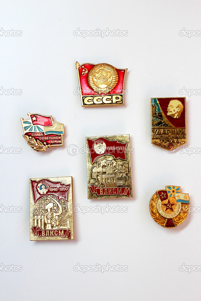 Set of Soviet a badges about Komsomol