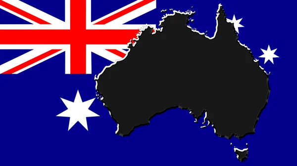 Mapa, vlajka Austrálie — ストック写真