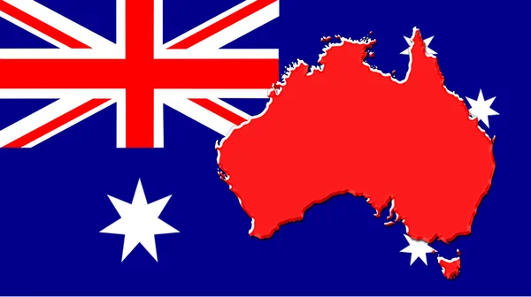 Carte, drapeau et armoiries de l'Australie — Photo