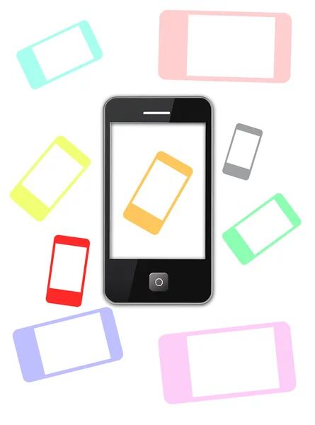 Современный мобильный телефон с цветными тенями — стоковое фото