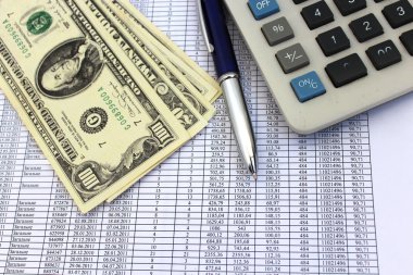 Doları banknot ve hesap makinesi