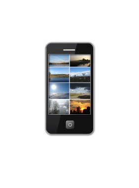 manzara pek çok fotoğraf ile modern cep telefonu