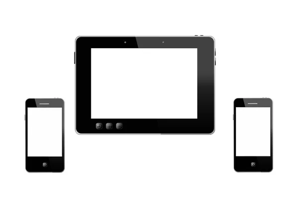 Tablet and two modern mobile phones — Stock Photo, Image