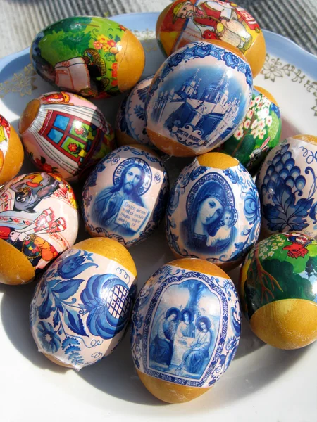 Nice Easter eggs with images — Stock Photo, Image