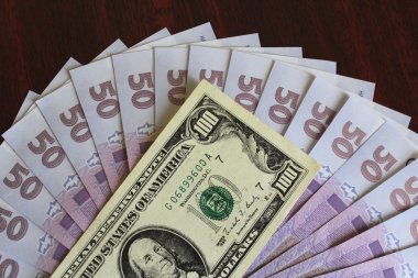 dolar ve grivnas Lirası üstünde koyu arka plan