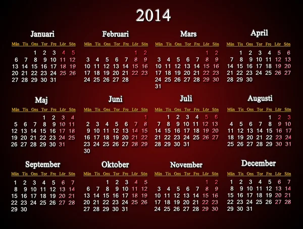 Beautiful claret calendar for 2014 year — Stock Photo, Image