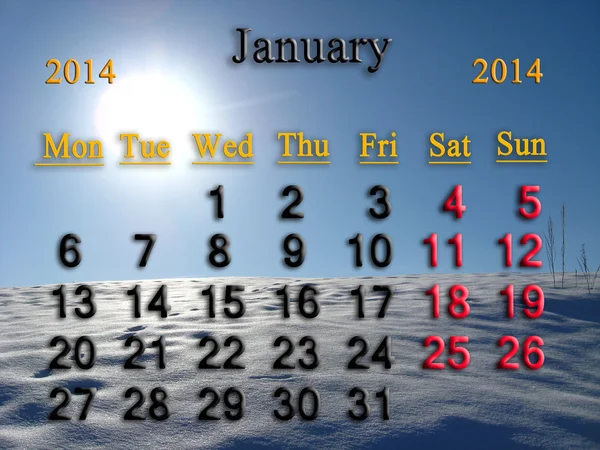 Calendrier du mois de janvier 2014 — Photo
