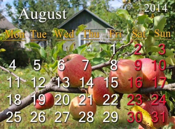 Calendario per l'agosto 2014 — Foto Stock