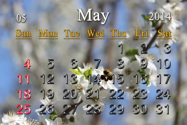 Calendario per il Maggio 2014 anno — Foto Stock