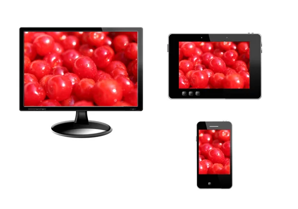 Tablet PC, moderne mobiele telefoon en monitor — Stockfoto