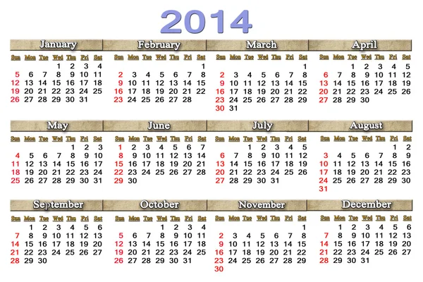 Calendário para 2014 ano — Fotografia de Stock