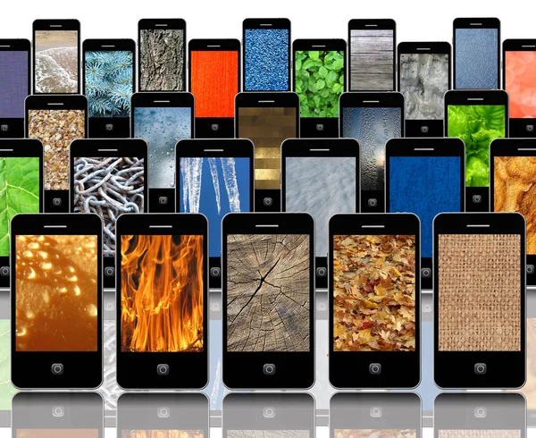 Telefoni cellulari con diverse texture astratte — Foto Stock