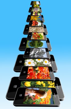 farklı dokular ile modern cep telefonları