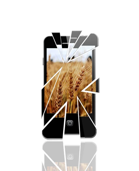 Kıymık ile modern smartphone — Stok fotoğraf