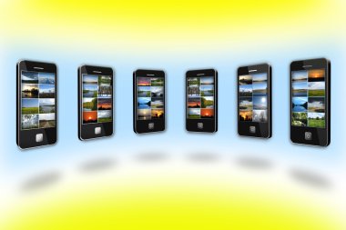 farklı görüntülerle modern cep telefonları