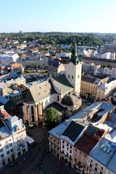 Met het oog op de huis-toppen van lvov stad — Stockfoto