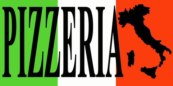 Banner met woord pizzeria op de Italiaanse vlag — Stockfoto