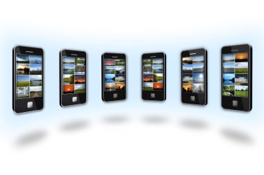 farklı görüntülerle modern cep telefonları