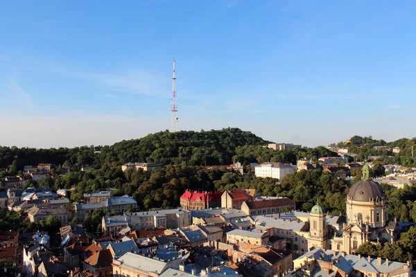 Vista a las casas-tops en la ciudad de Lvov — Foto de Stock