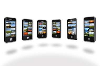 farklı görüntülerle modern cep telefonları