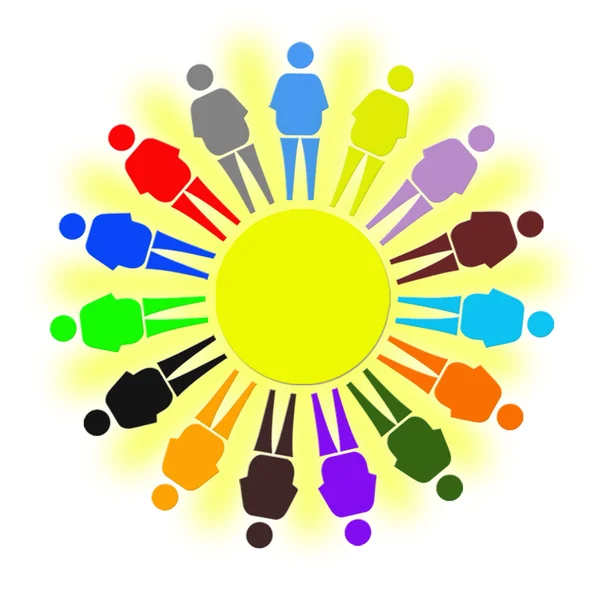 Nice multicolored little men as a symbol of solidarity — Stock Photo, Image