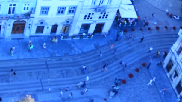 Вид на крыши домов во Львове — стоковое видео