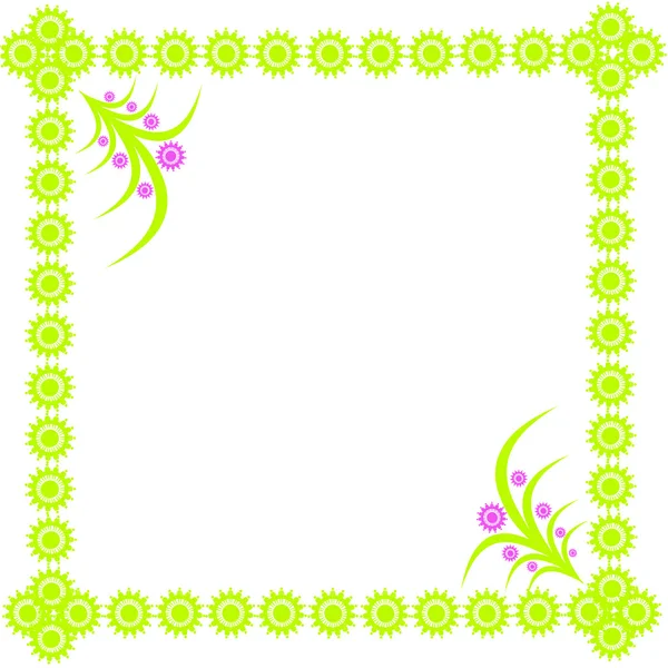 Rahmen in der Ecke aus hellgrünen Figuren — Stockfoto