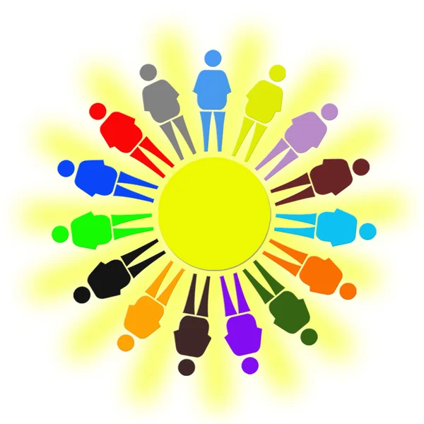 Nice multicolored little men as a symbol of solidarity — Stock Photo, Image