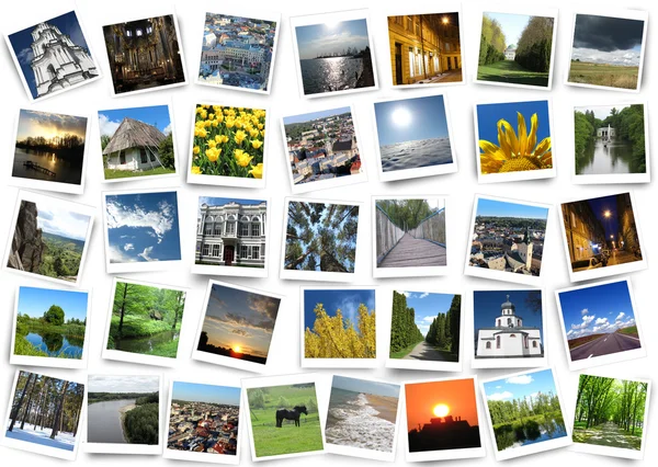 Muchas fotos variadas en el fondo blanco —  Fotos de Stock