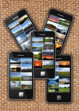 farklı görüntülerle modern cep telefonları