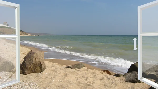 Opened window to the sea — Stock Photo, Image