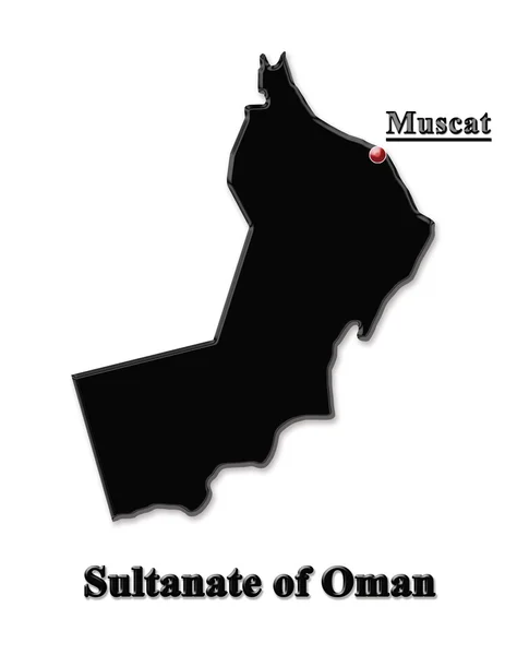 Schwarze Karte des Sultanats von Oman — Stockfoto