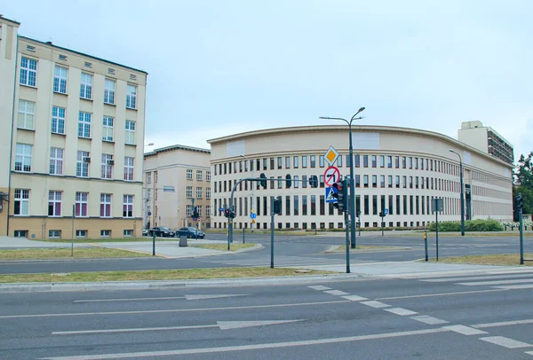 Lodz Polen Juli 2019 Moderne Architektur Lodz Fußgängerüberweg Über Straße — Stockfoto