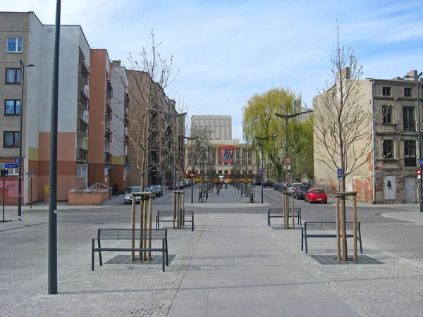 Lodz Poland July 2019 View Street Pavement Lodz Urban Architecture — Stock Photo, Image