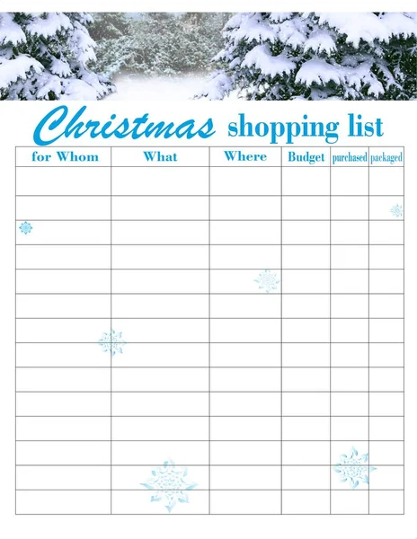 Shopping List Christmas Christmas Shopping List Schedule List Gifts Christmas — Stock Photo, Image