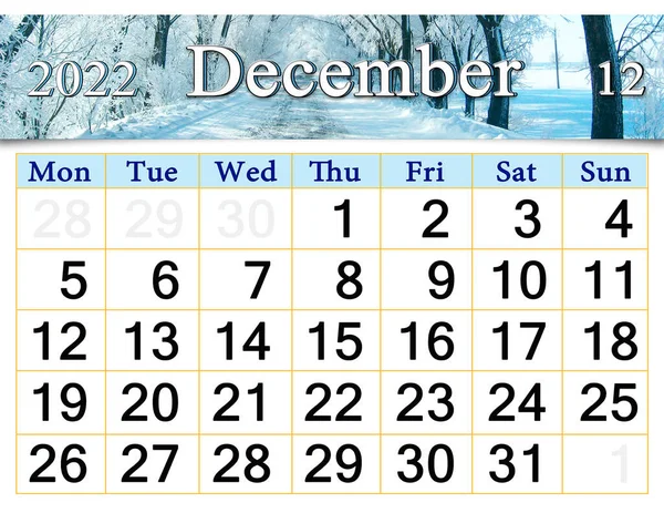 December 2022 Calendar Organizer Plan Reminder Nature Background Calendar December — ストック写真