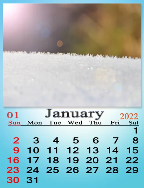 January 2022 Calendar Organizer Plan Reminder Nature Background Calendar January — 图库照片