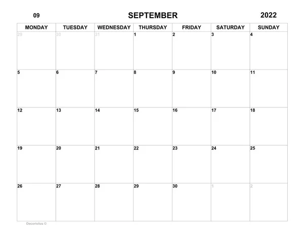 Planner September 2022 Schedule Month Monthly Planner Organizer September 2022 — Fotografie, imagine de stoc