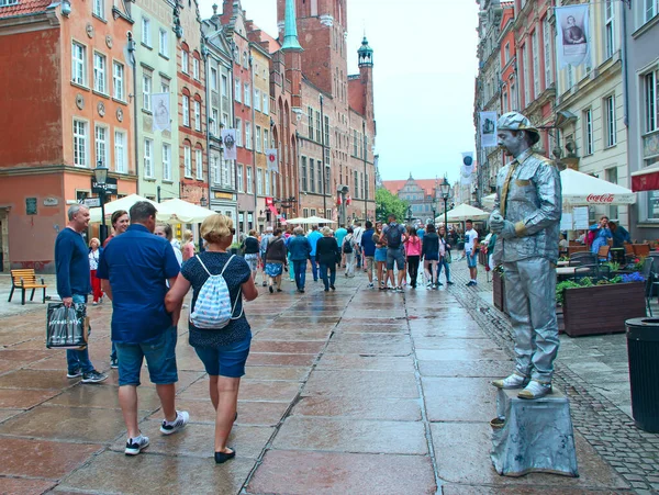 Gdańsk Polska Czerwca 2019 Żywa Figura Stojąca Przy Ulicy Gdańskiej — Zdjęcie stockowe