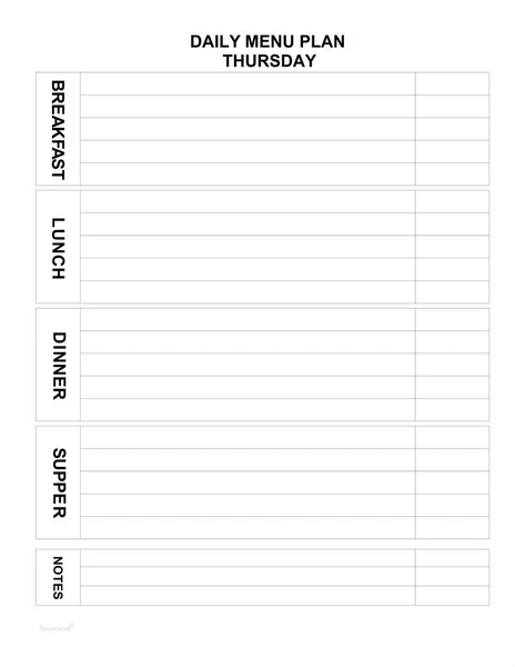 Plan Menú Diario Para Todos Los Días Menú Familiar Por — Foto de Stock