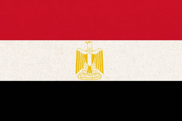 エジプトの国旗 生地の表面にエジプト国旗 テクスチャの背景にエジプトの国旗 生地の質感 アラビア国 — ストック写真