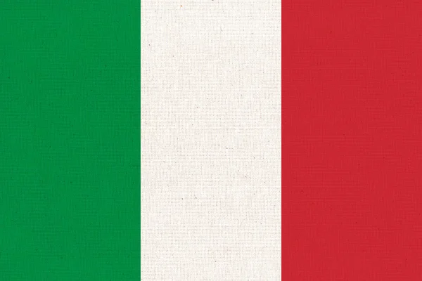 イタリアの国旗 生地の表面にイタリアの国旗 イタリア国旗の文字を背景にしています 生地の質感 イタリア共和国 — ストック写真