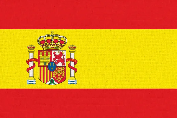 Flaga Hiszpanii Narodowa Flaga Hiszpanii Powierzchni Tkaniny Hiszpańska Flaga Narodowa — Zdjęcie stockowe