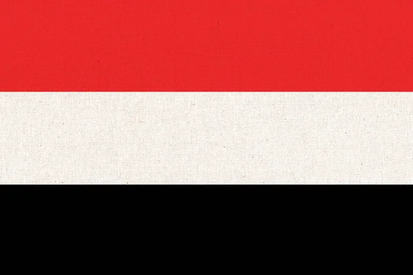 Flaga Jemenu Flaga Narodowa Jemenu Powierzchni Tkaniny Flaga Narodowa Teksturowanym — Zdjęcie stockowe