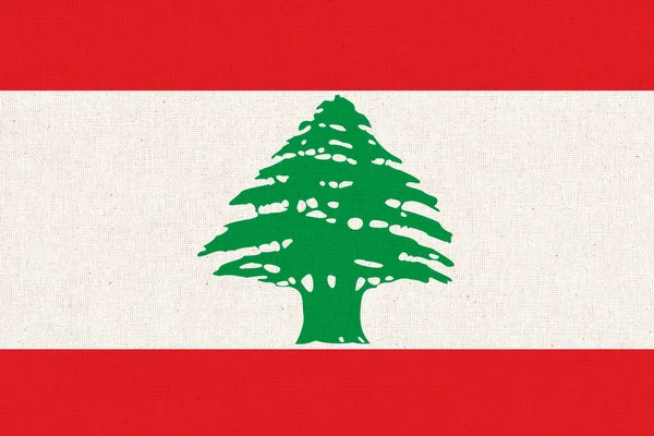 Flag Lebanon Lebanese Flag Fabric Surface Fabric Texture Republic Lebanon — Stock Photo, Image