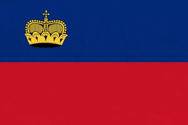 Bandeira Liechtenstein Símbolo Nacional Textura Tecido Bandeira Estatal Liechtenstein Fundo — Fotografia de Stock