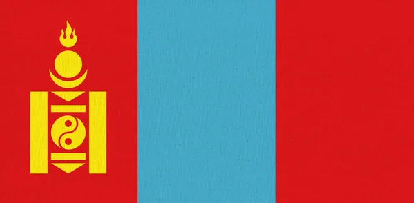 Bandera Mongolia Bandera Mongolia Superficie Tela Textura Tela Símbolo Nacional —  Fotos de Stock